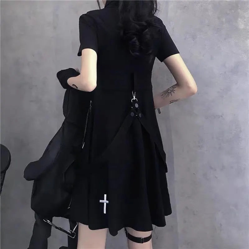 Punk Style Short Sleeve Shirt Dress