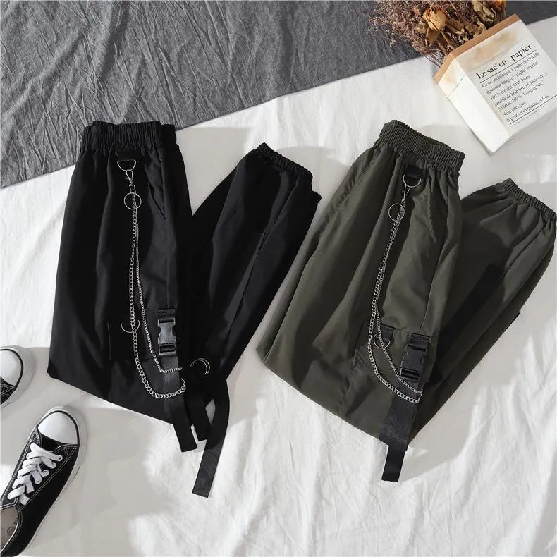 Sports Hoodie and High Waist Street Fashion Cargo Pants