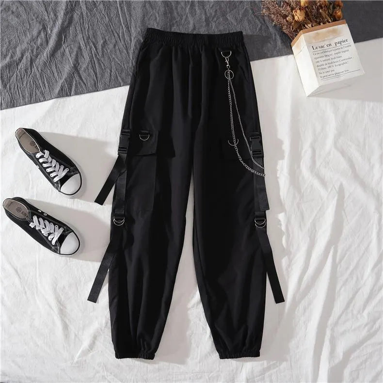 Sports Hoodie and High Waist Street Fashion Cargo Pants