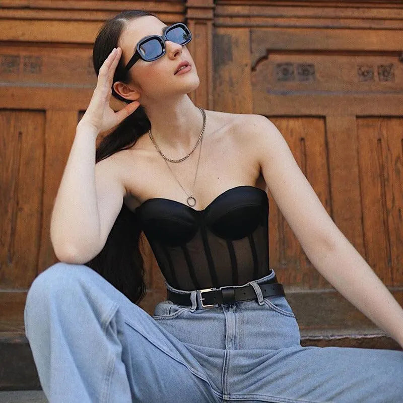 Mesh Corset Bra Top