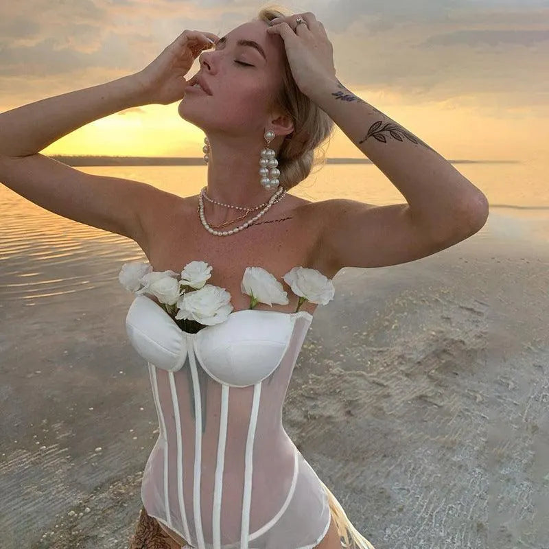 Mesh Corset Bra Top