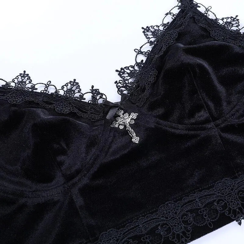 Lace Velvet Bra Top