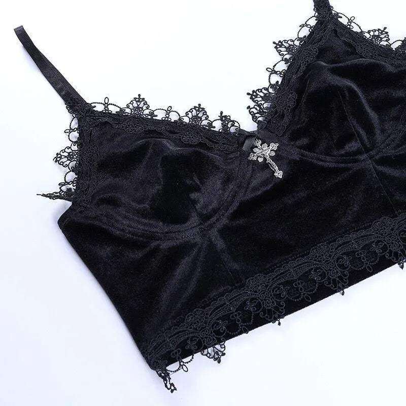 Lace Velvet Bra Top