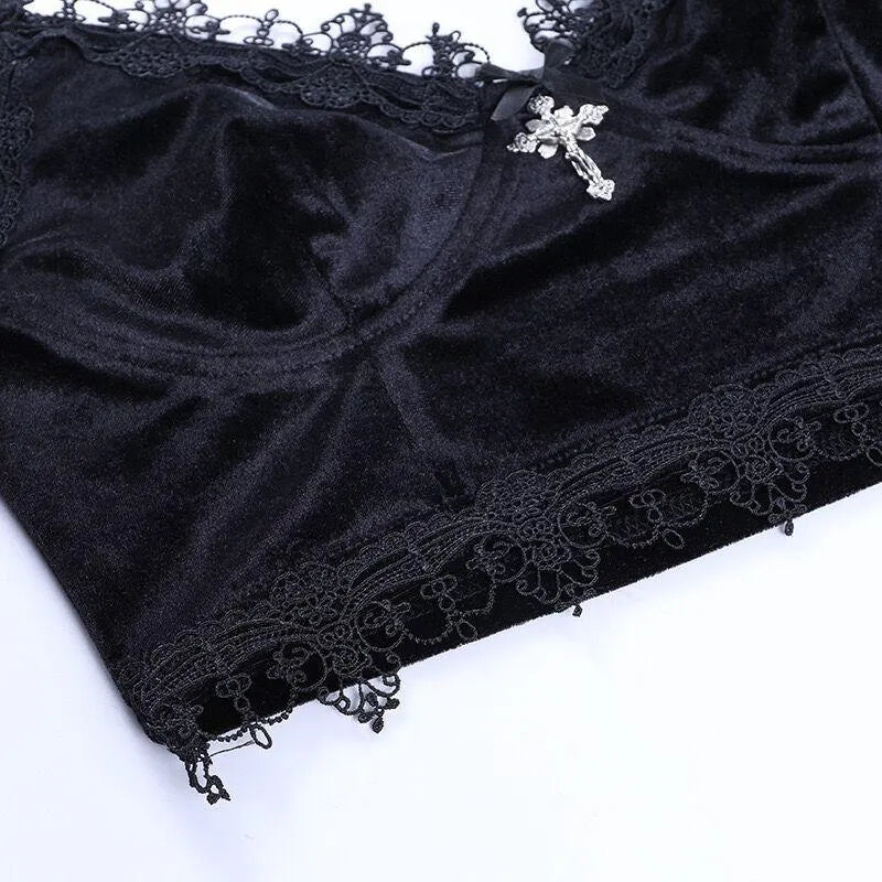 Lace Velvet Bra Top