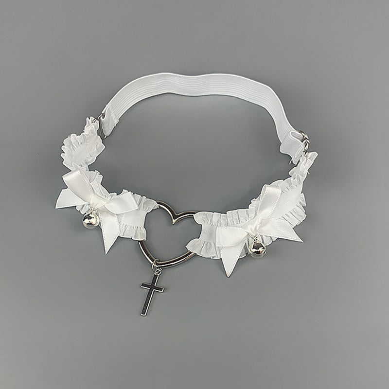 Gothic Single Heart and Cross Thigh Garter