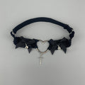 Gothic Single Heart and Cross Thigh Garter