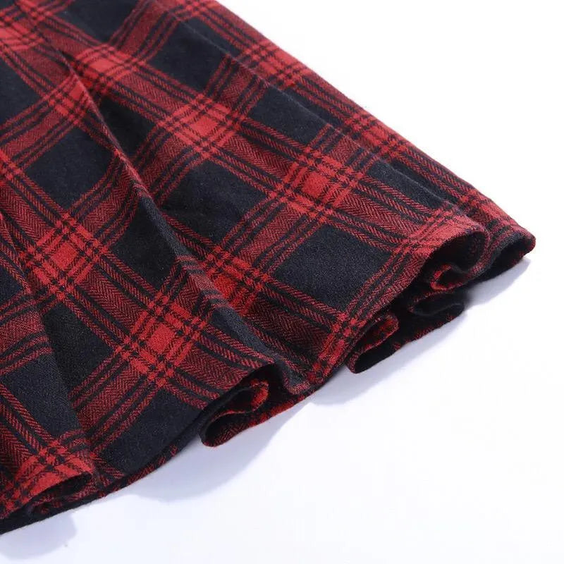 Irregular Plaid Mini Skirt With Small Pocket