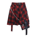 Irregular Plaid Mini Skirt With Small Pocket