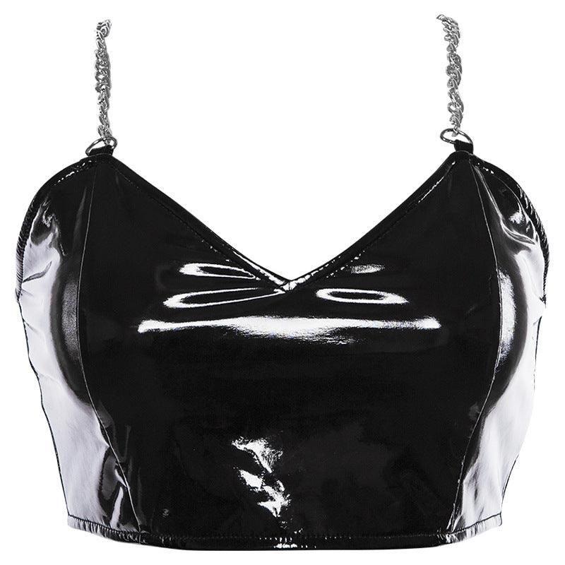 PU Chained Crop Top