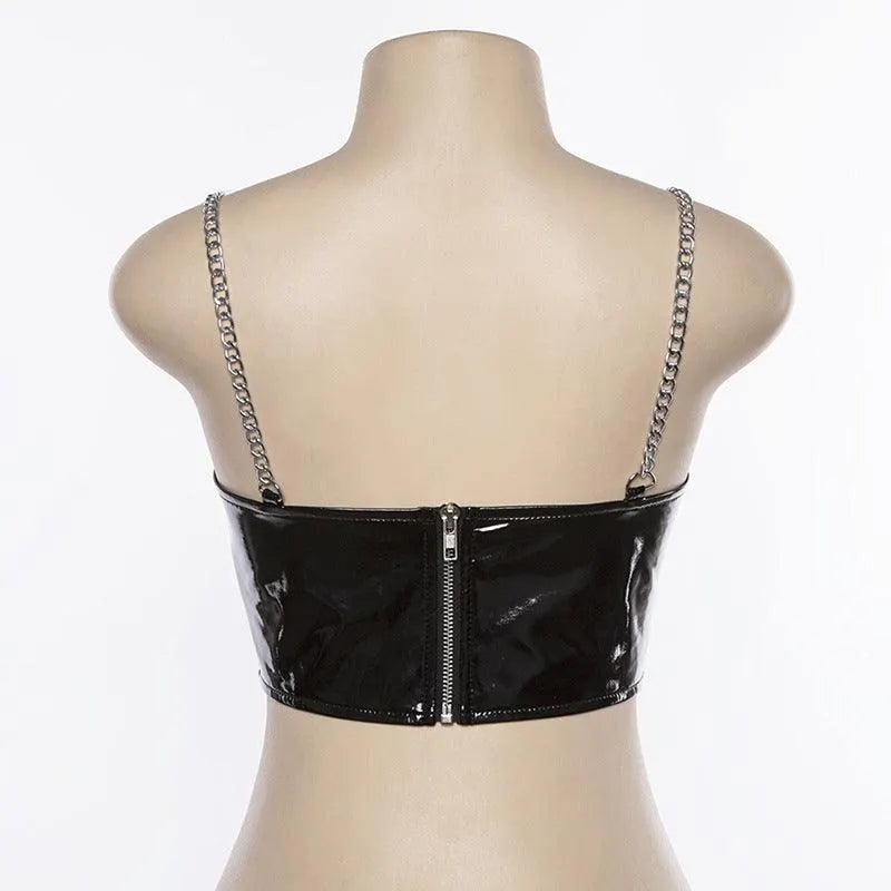 PU Chained Crop Top
