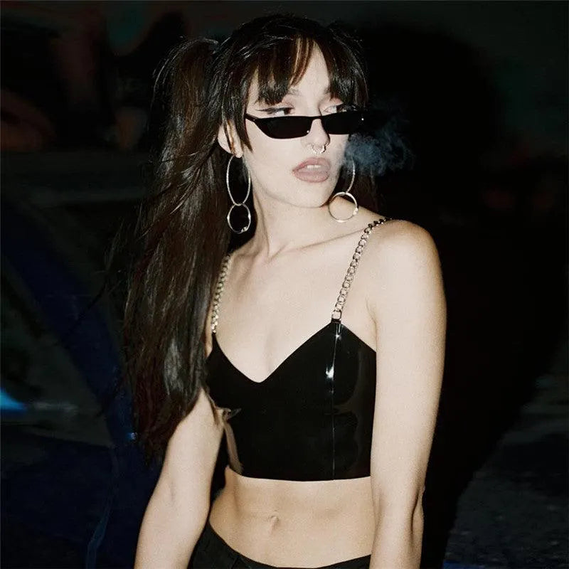 PU Chained Crop Top