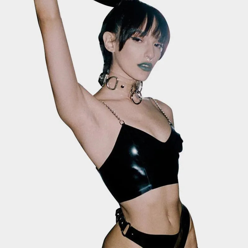PU Chained Crop Top