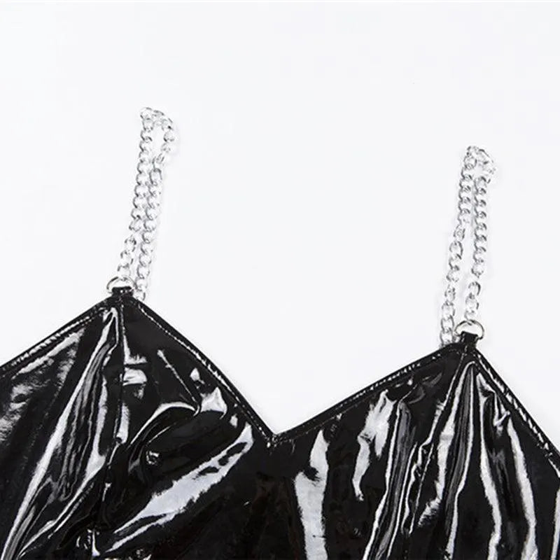 PU Chained Crop Top