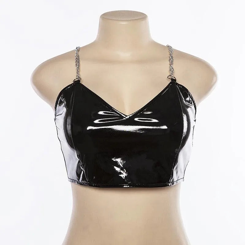 PU Chained Crop Top
