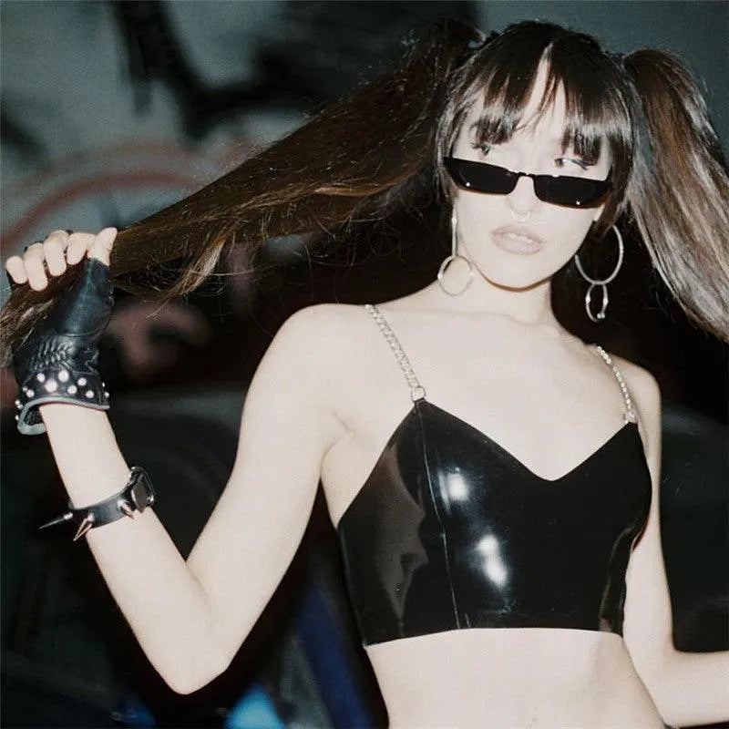 PU Chained Crop Top