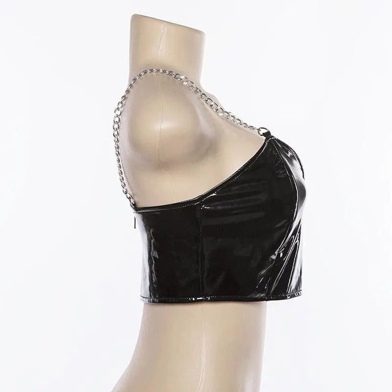 PU Chained Crop Top