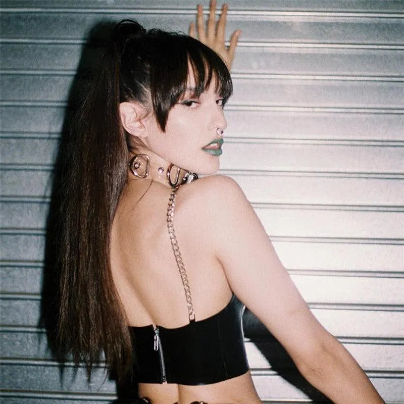 PU Chained Crop Top