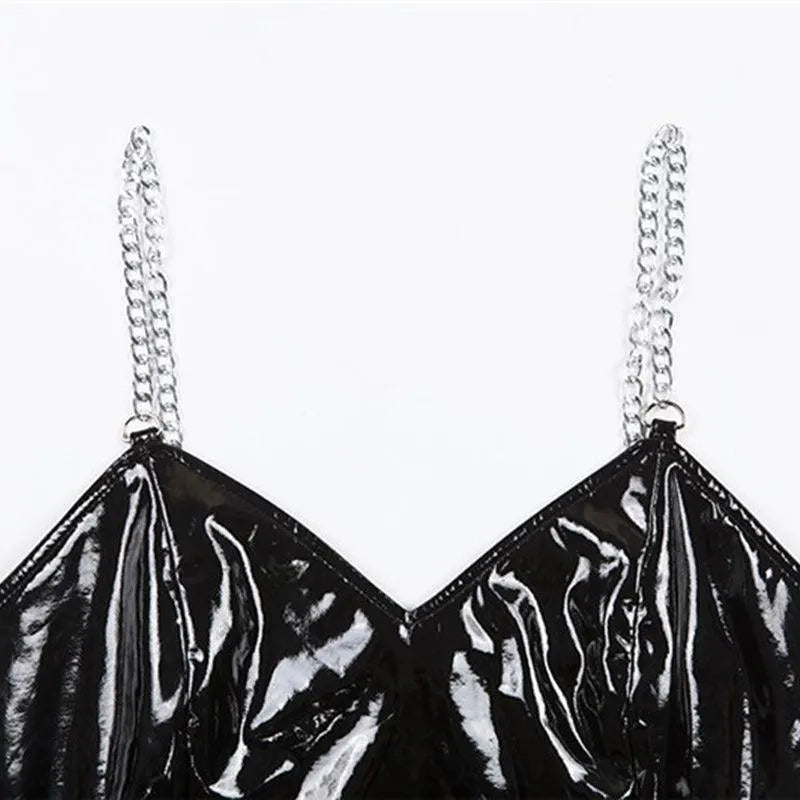 PU Chained Crop Top