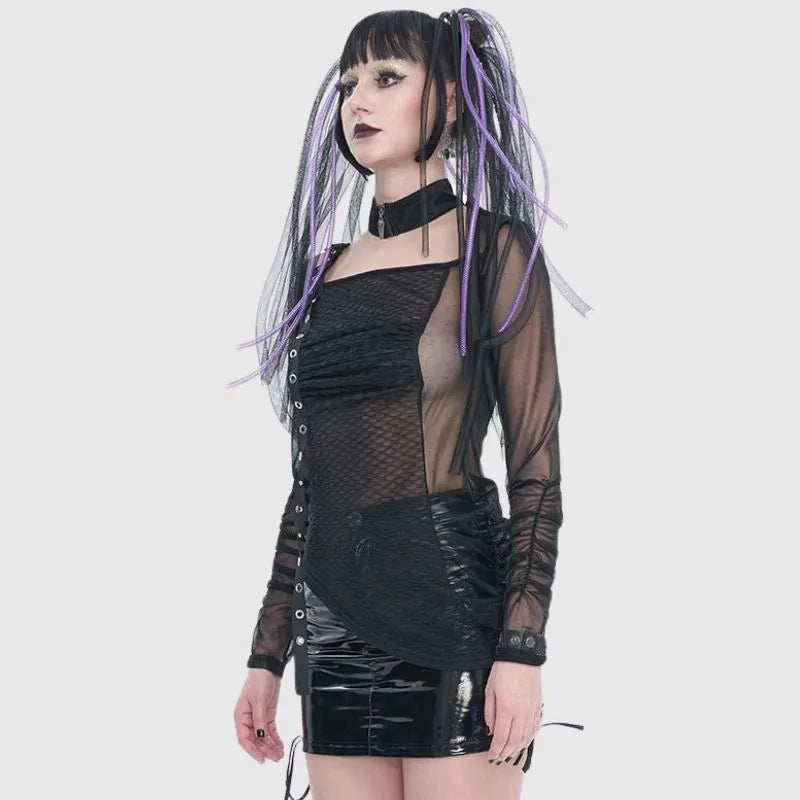Transparent Mesh Patchwork T-Shirt