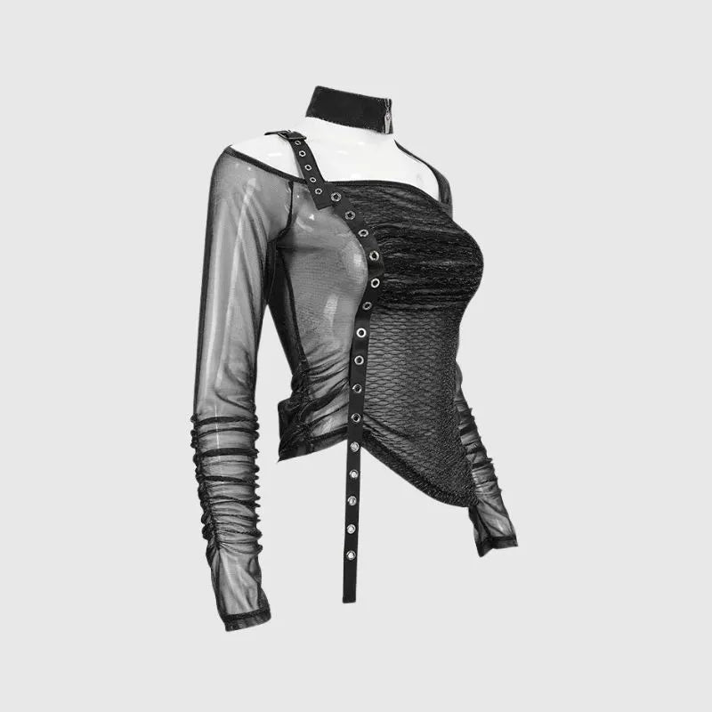 Transparent Mesh Patchwork T-Shirt