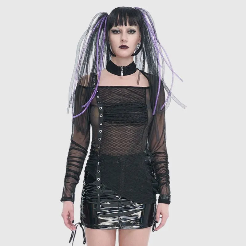 Transparent Mesh Patchwork T-Shirt