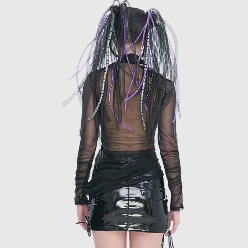Transparent Mesh Patchwork T-Shirt