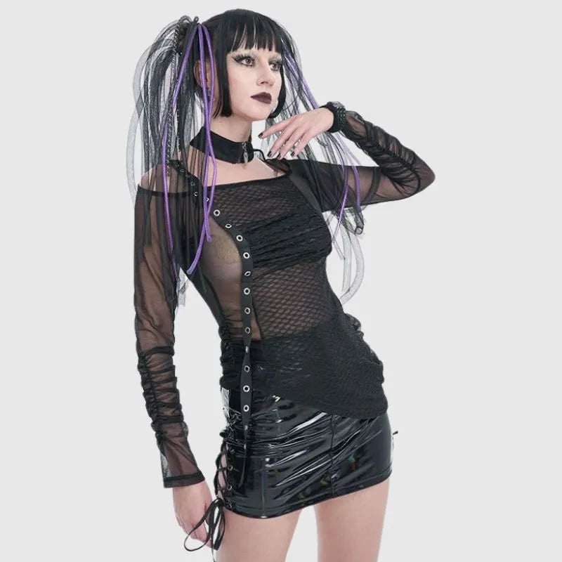 Transparent Mesh Patchwork T-Shirt