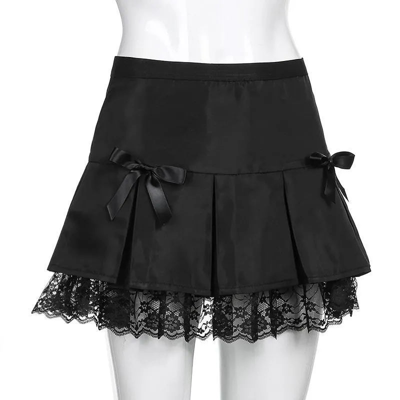 Lace Bowknot Mini Skirt