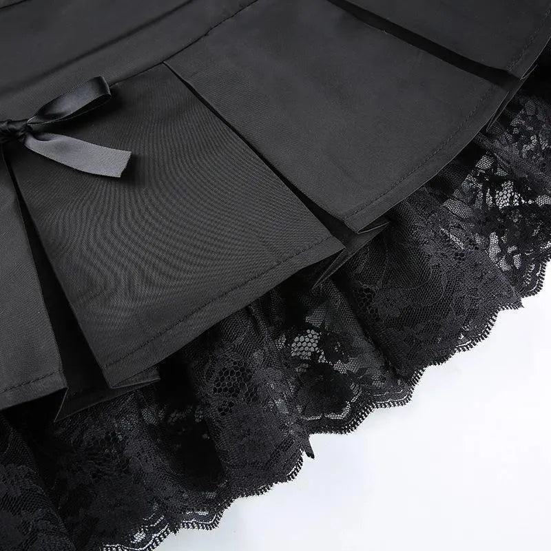 Lace Bowknot Mini Skirt