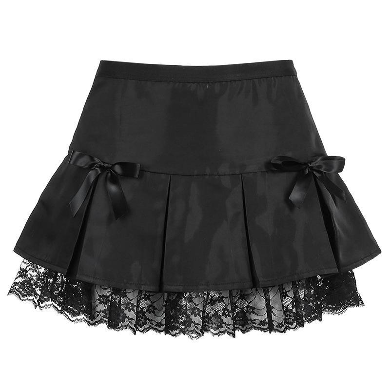 Lace Bowknot Mini Skirt