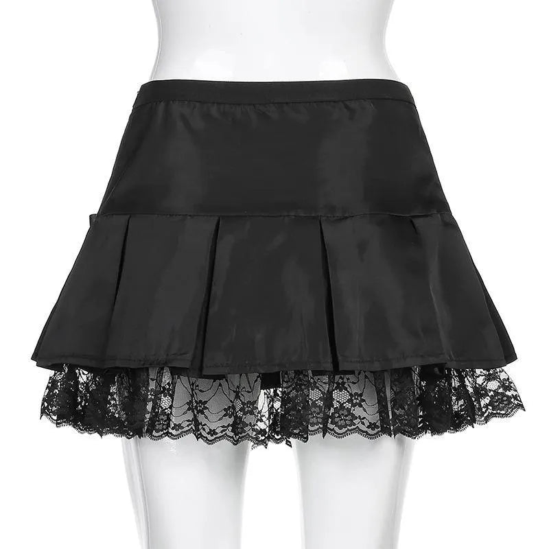 Lace Bowknot Mini Skirt
