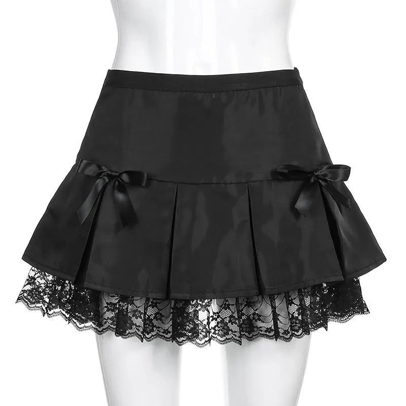 Lace Bowknot Mini Skirt