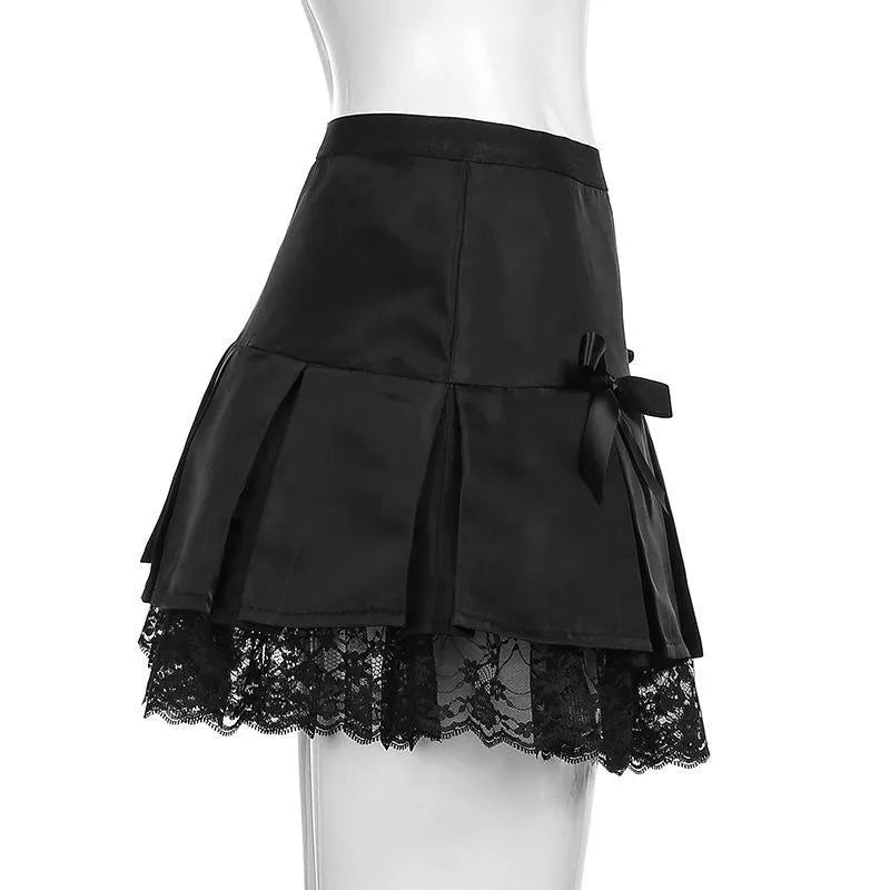 Lace Bowknot Mini Skirt
