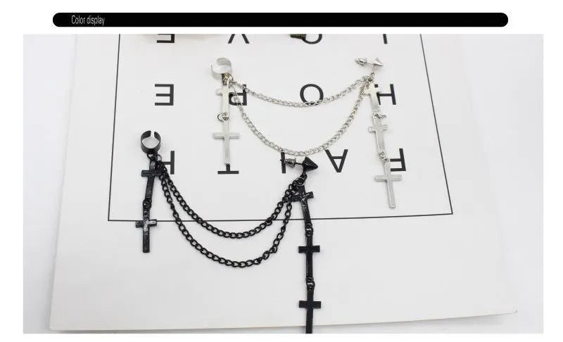 Cross Tassel Earrings
