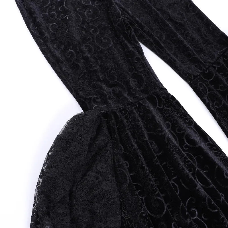 Dark Trendy Victorian Embossed Bell Pants