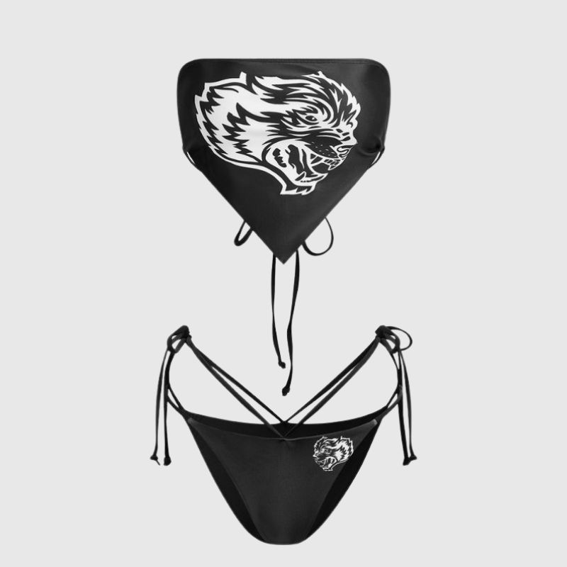 Wolf Midriff-baring Top Bikini Set