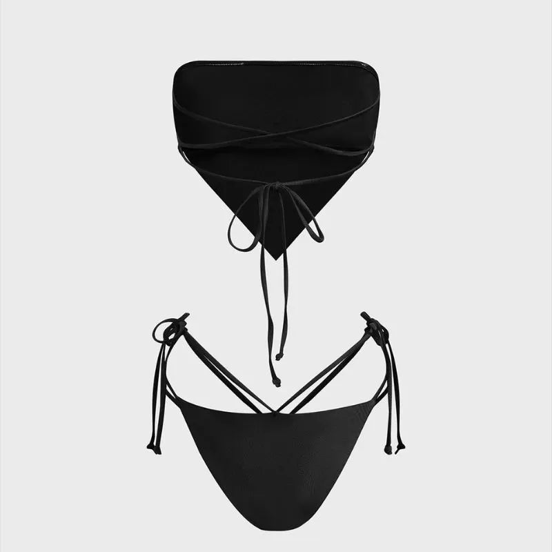 Wolf Midriff-baring Top Bikini Set