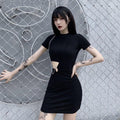 Versatile Chain O-ring Waist Cut Out Dress
