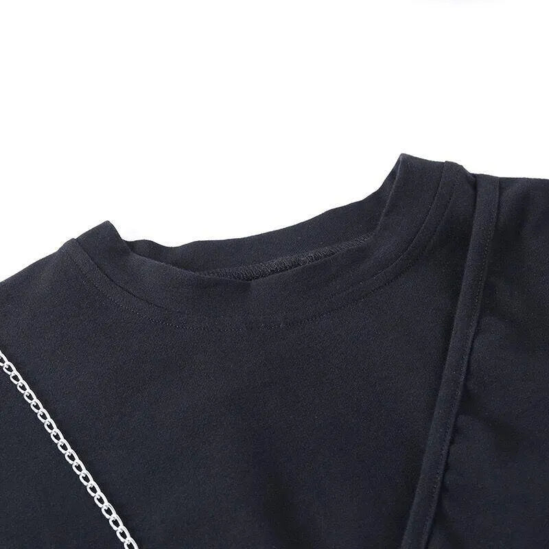 Versatile Chain O-ring Waist Cut Out Dress