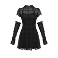 Elastic Flocked Plaid Dress