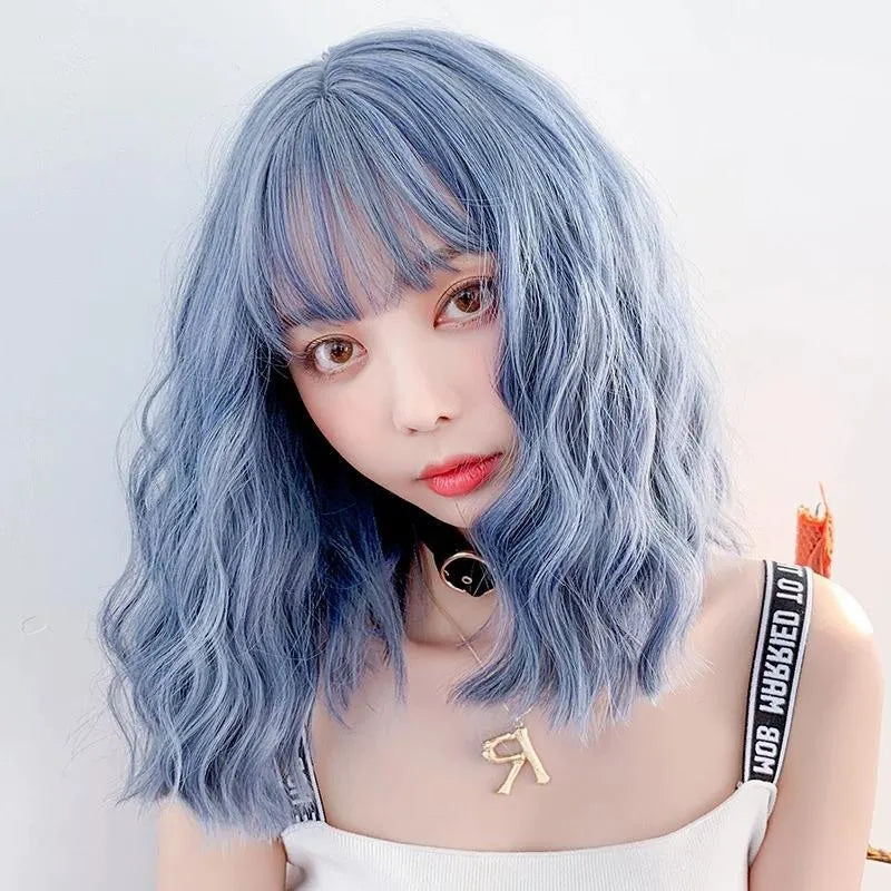 Japanese Wavy Blue Wig