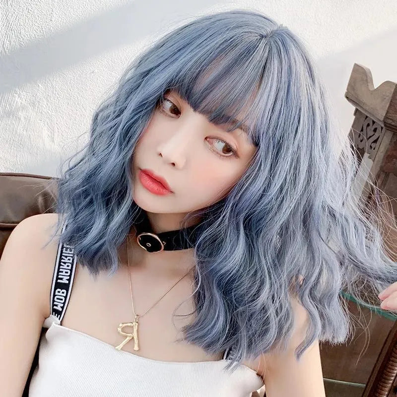 Japanese Wavy Blue Wig