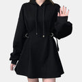 Ribbons Circle Belt Hoodie Dress