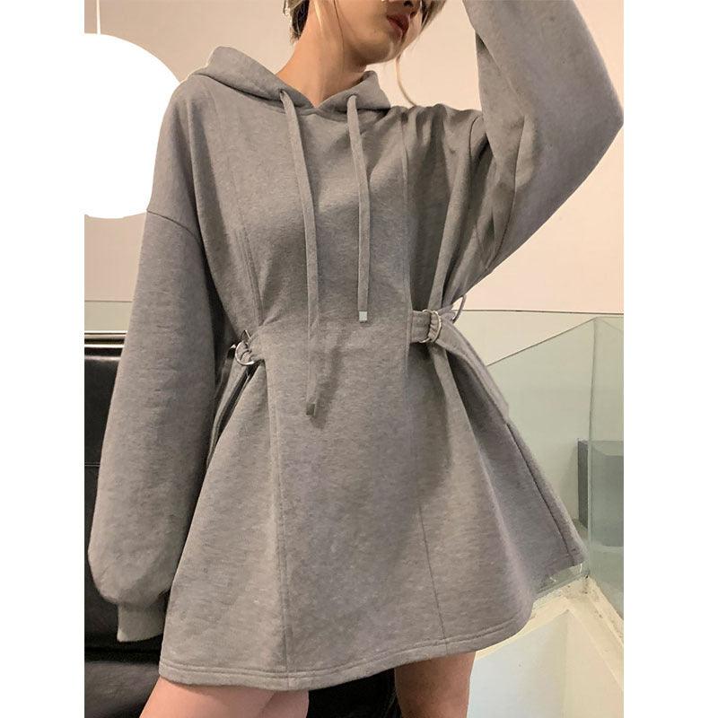Ribbons Circle Belt Hoodie Dress
