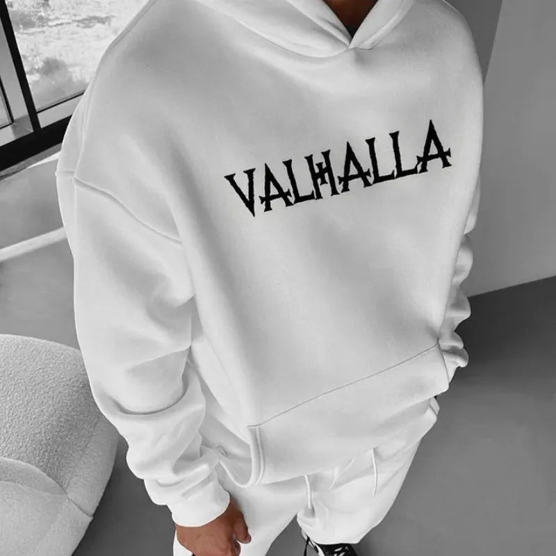 Letter Print Viking Totem Hoodie