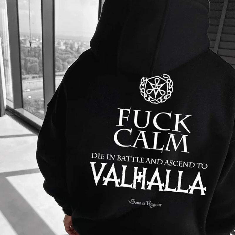 Letter Print Viking Totem Hoodie