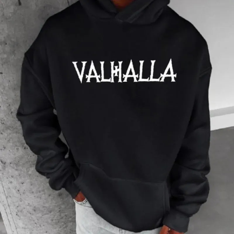 Letter Print Viking Totem Hoodie