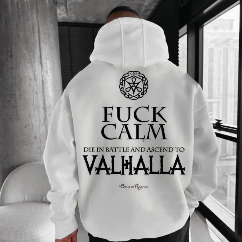 Letter Print Viking Totem Hoodie