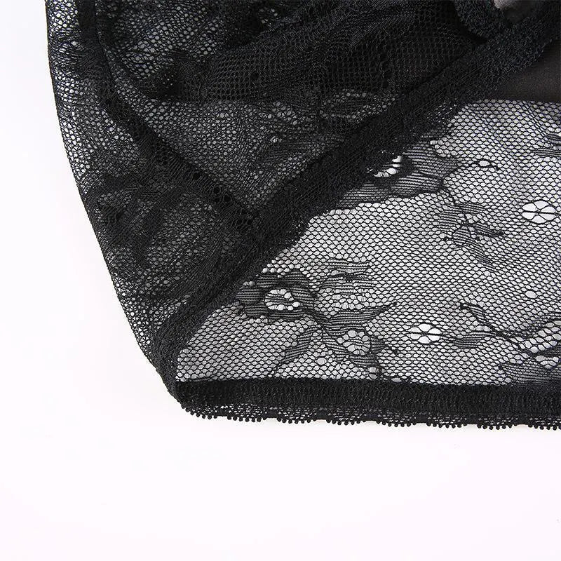 Lace Mesh V-neck Top