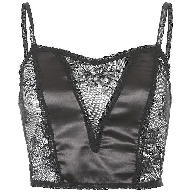 Lace Mesh V-neck Top